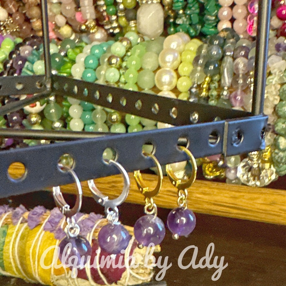 Alquimia Purple amethyst and Gold Earrings